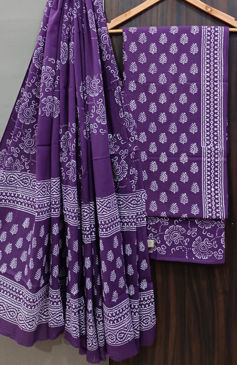 Handblock Cotton Unstitched suit