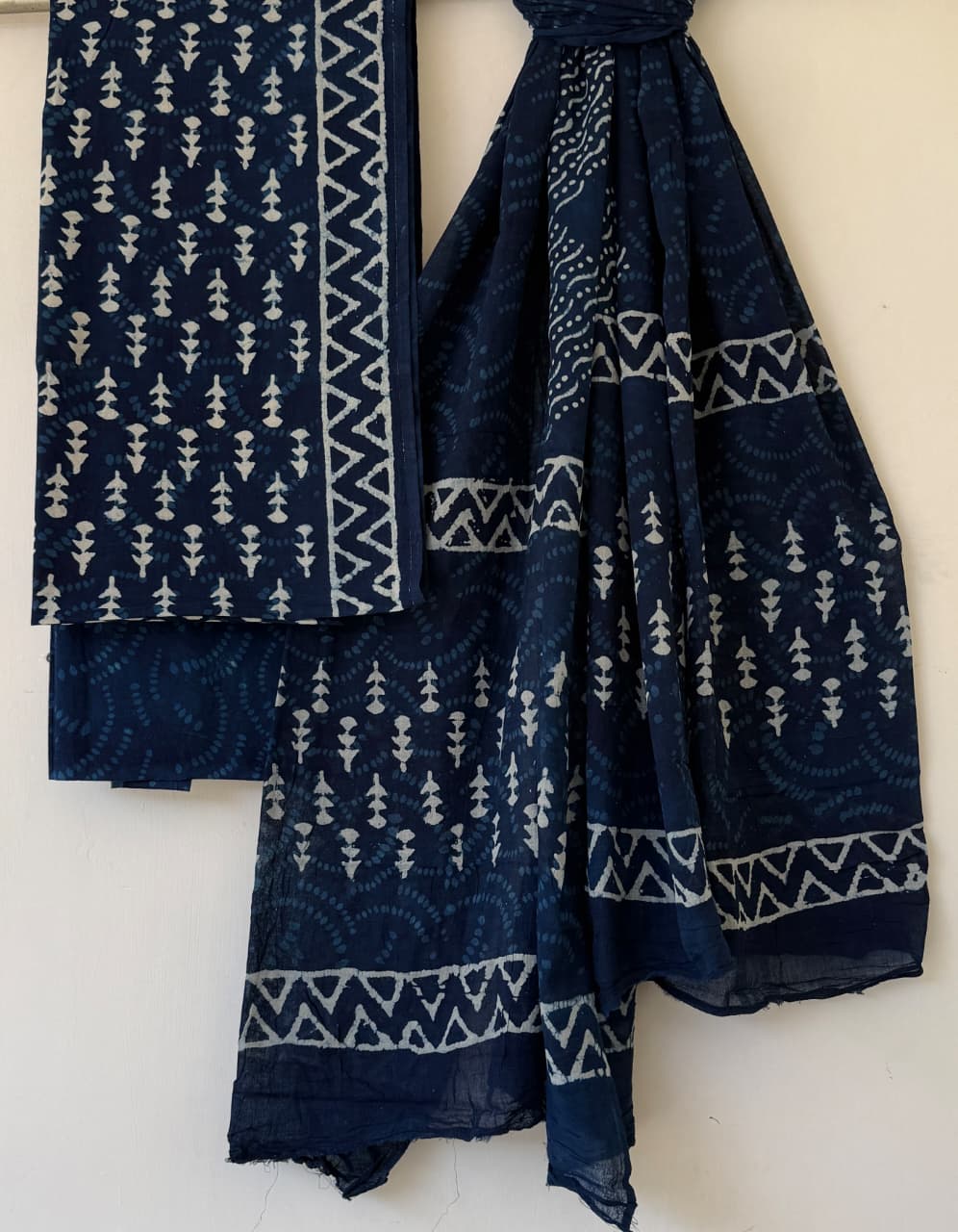Handblock Cotton Unstitched suit-Dark Blue (ST15)