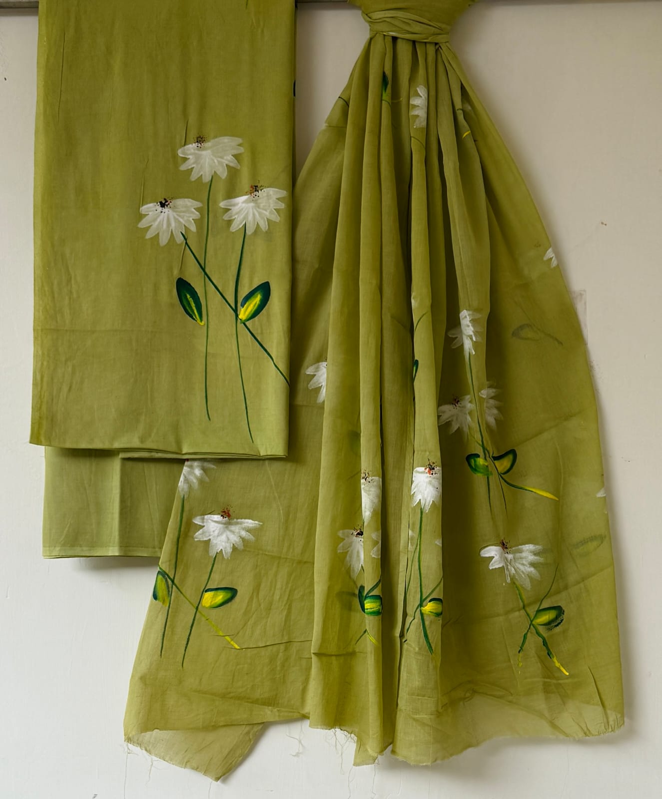 Handblock Cotton Unstitched suit-Green (ST26)
