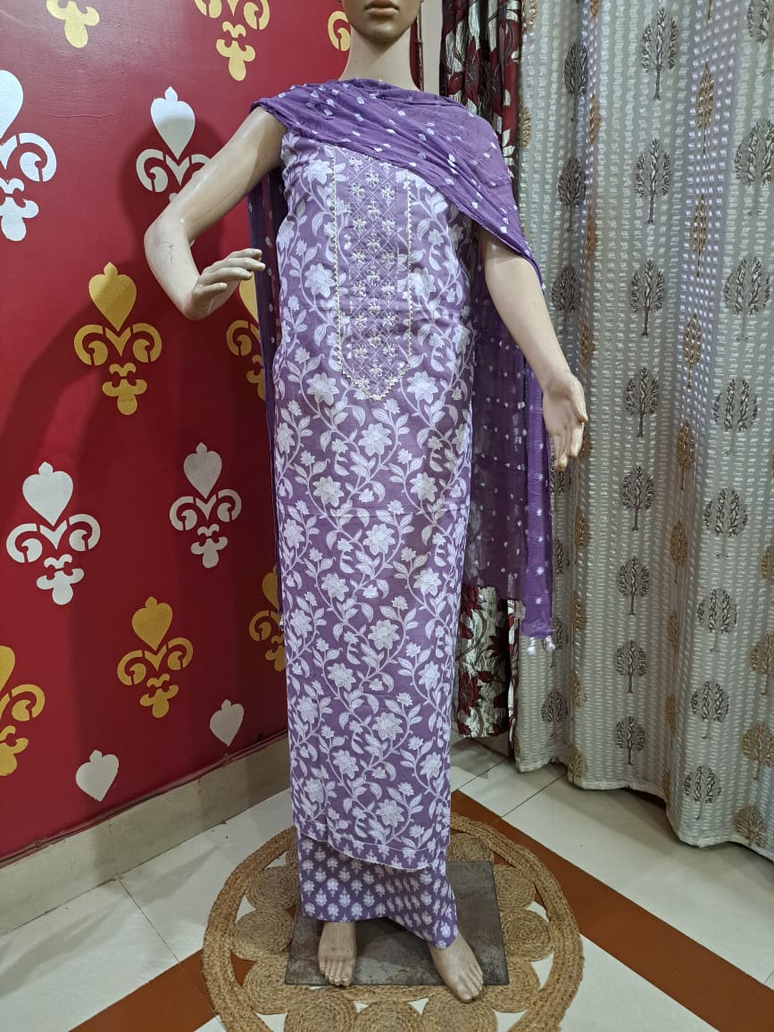 Festive Cotton Unstitched Suit