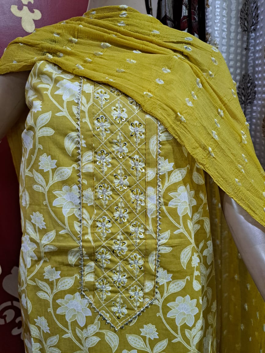 Festive Cotton Unstitched Suit