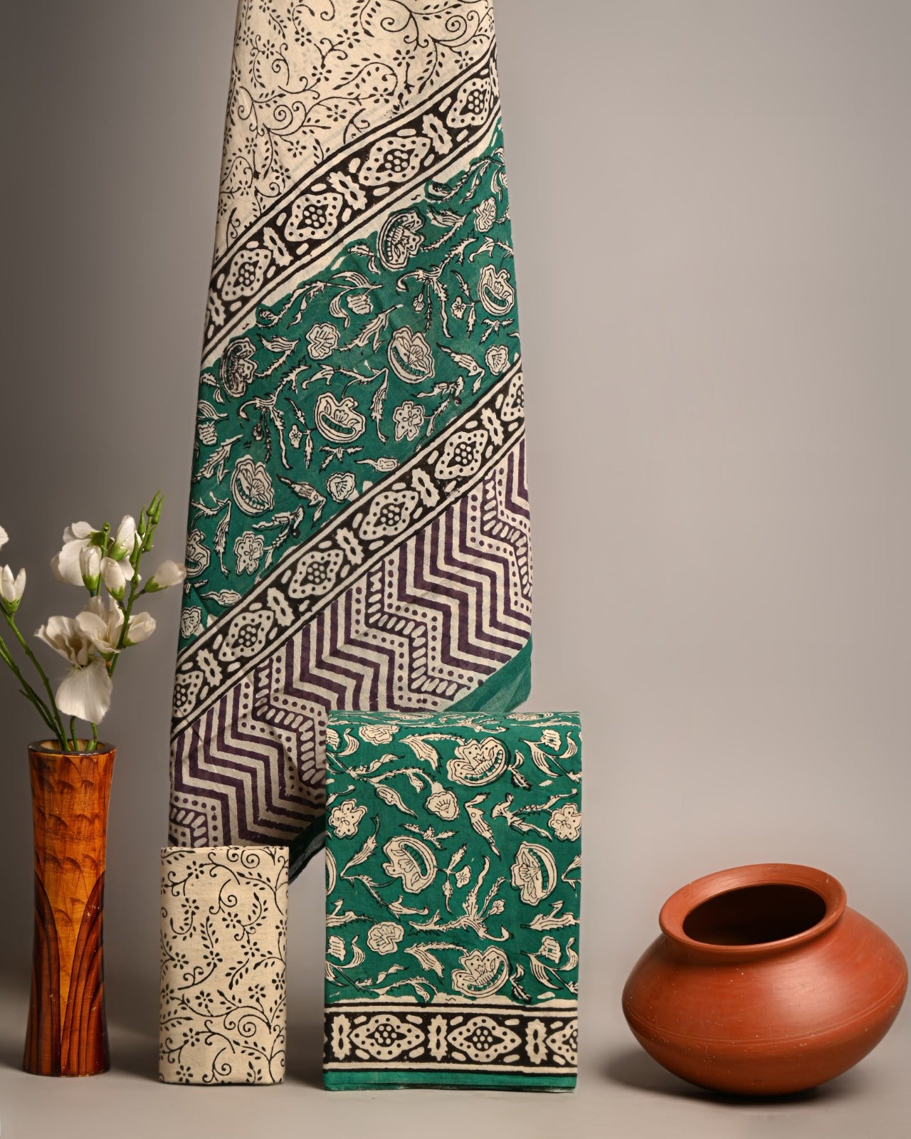 Handblock Cotton Unstitched suit