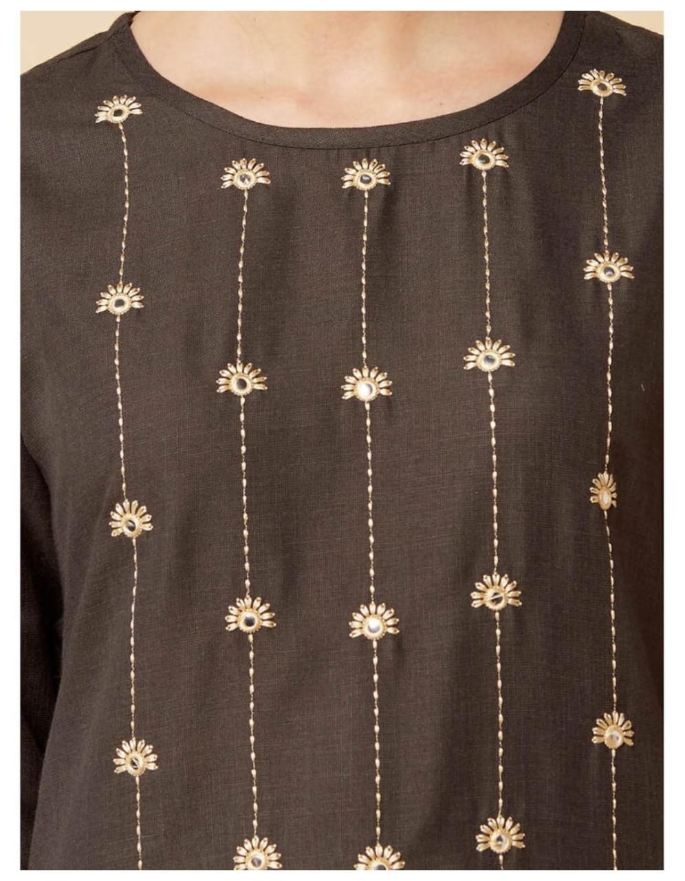 Kanak Cotton Straight Kurta-Brown