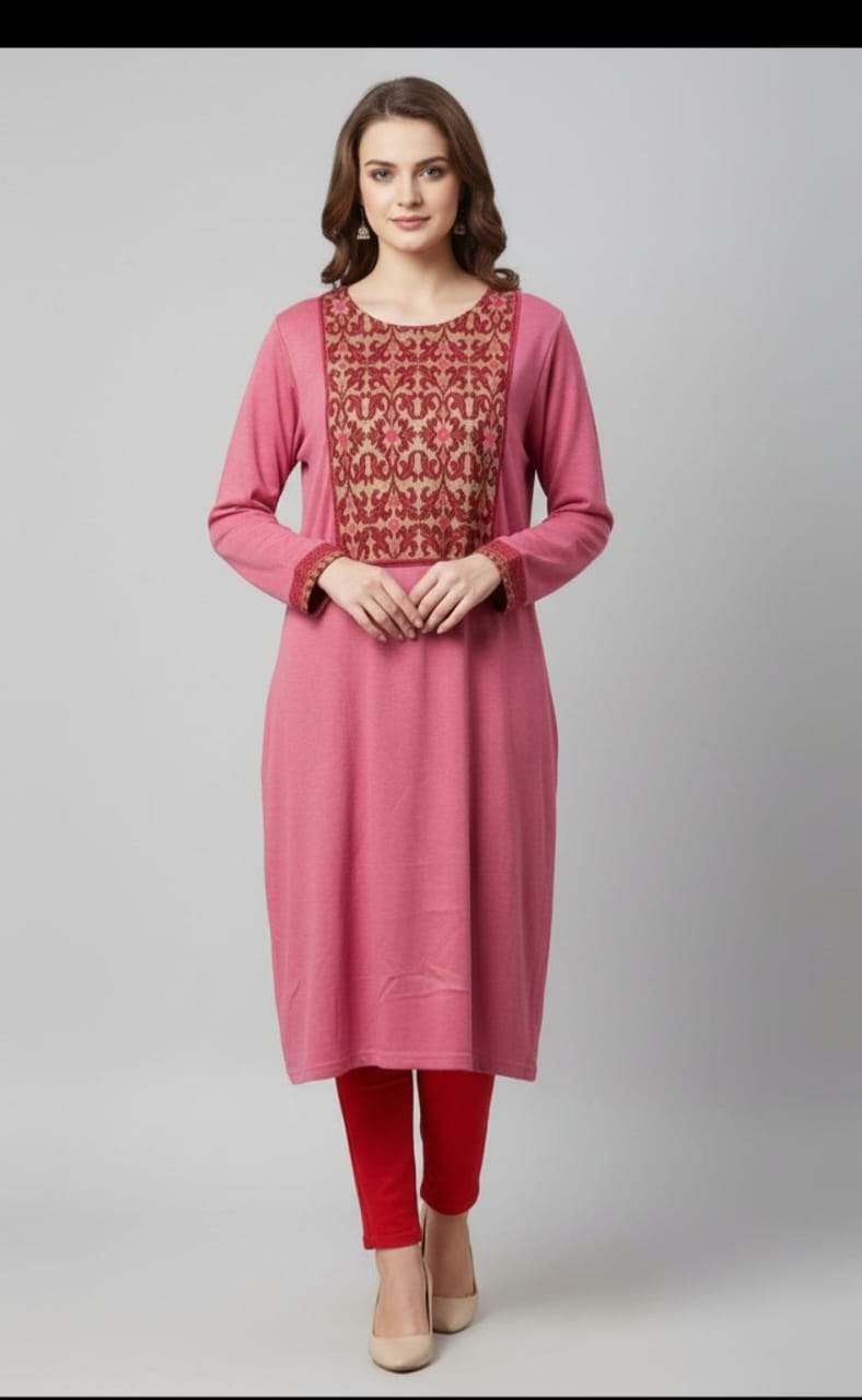 Shama Woolen Kurti-Pink
