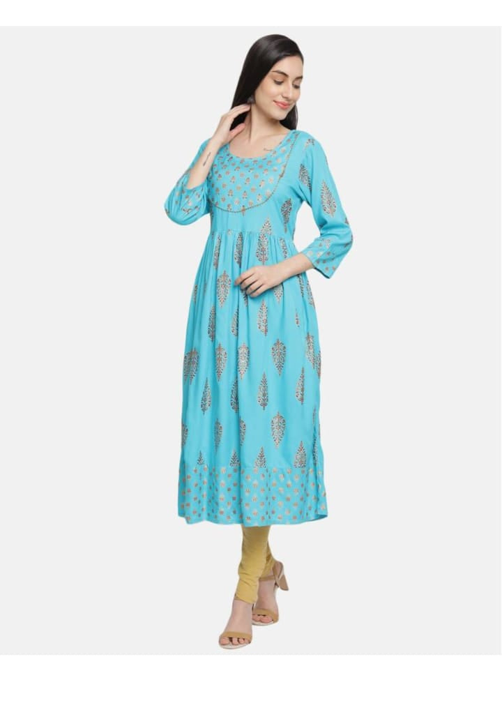 Nirali Frock Kurti-Sky Blue