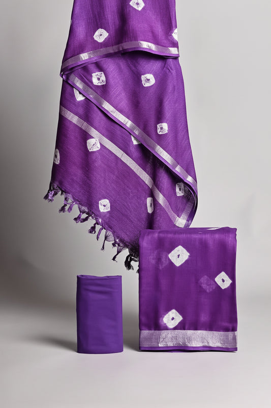 Linen Festivewear Unstitched suit-Purple