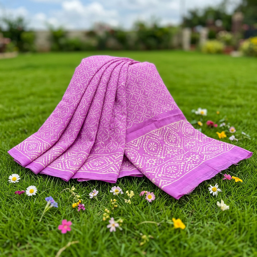 Mulmul Cotton Sari-Pink (ST14sari)