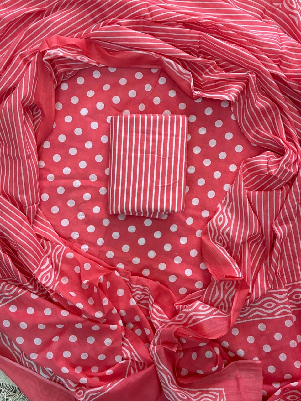 Handblock Cotton Unstitched suit