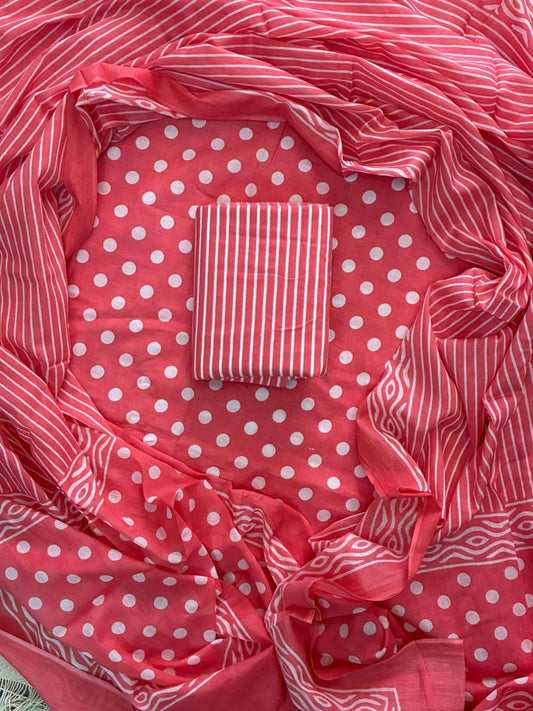 Handblock Cotton Unstitched suit