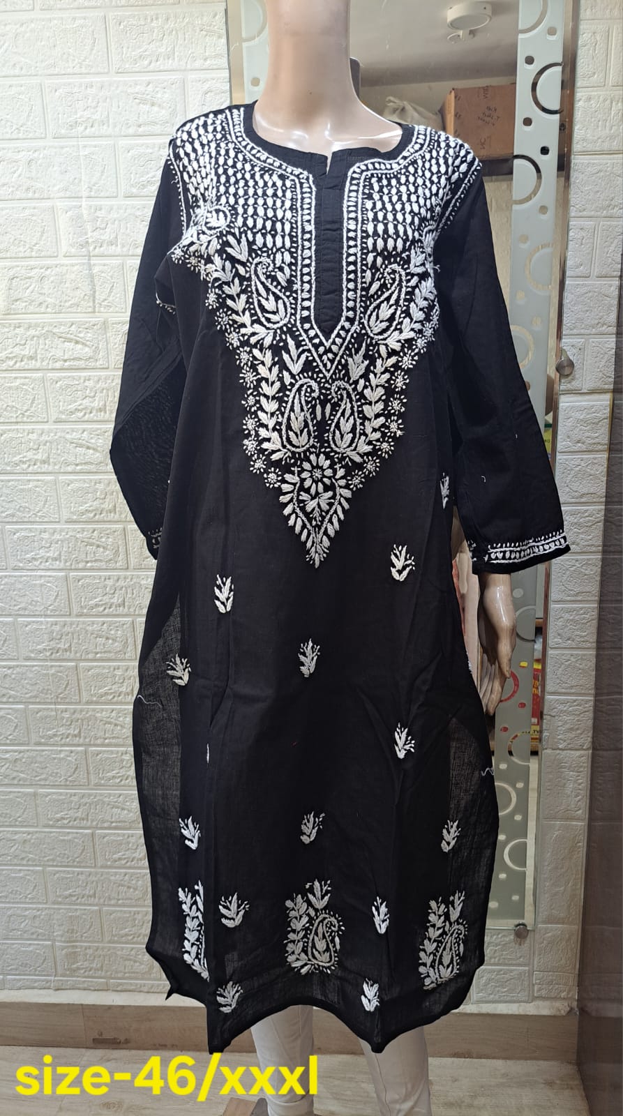 Chikankari Cotton Straight Kurti