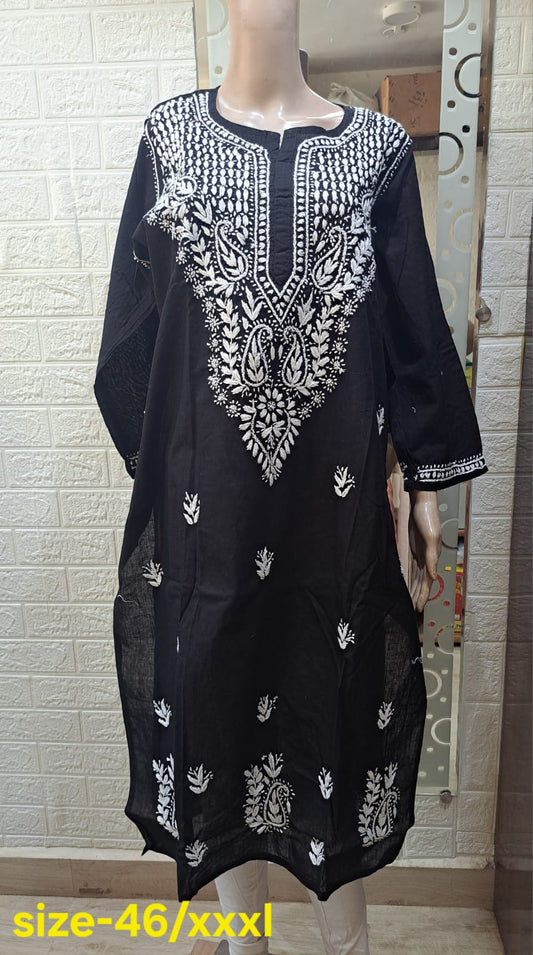 Chikankari Cotton Straight Kurti