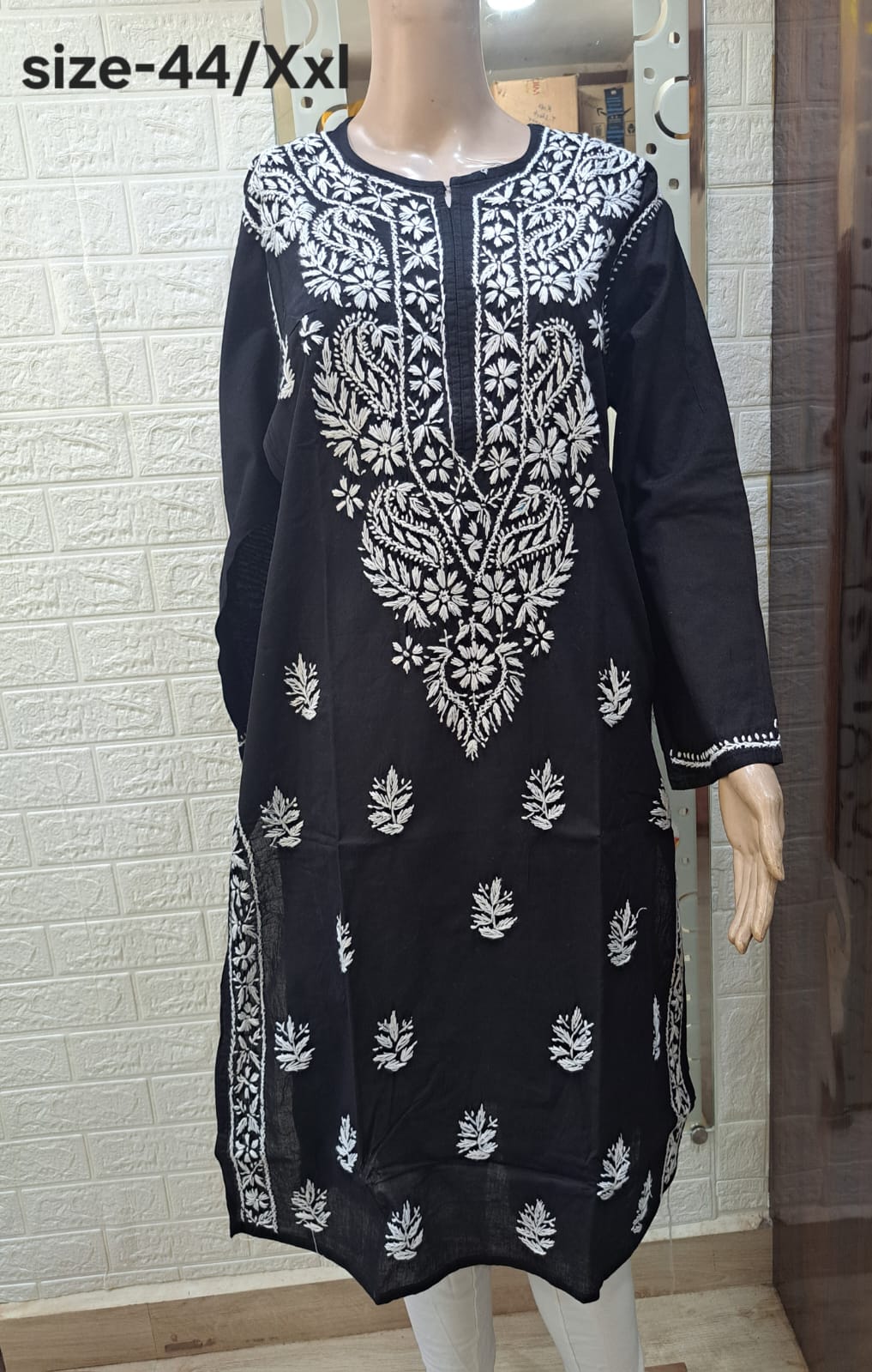 Chikankari Cotton Straight Kurti