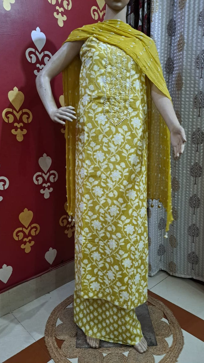 Festive Cotton Unstitched Suit