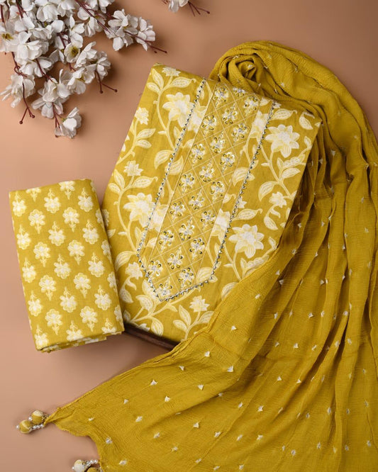 Festive Cotton Unstitched Suit