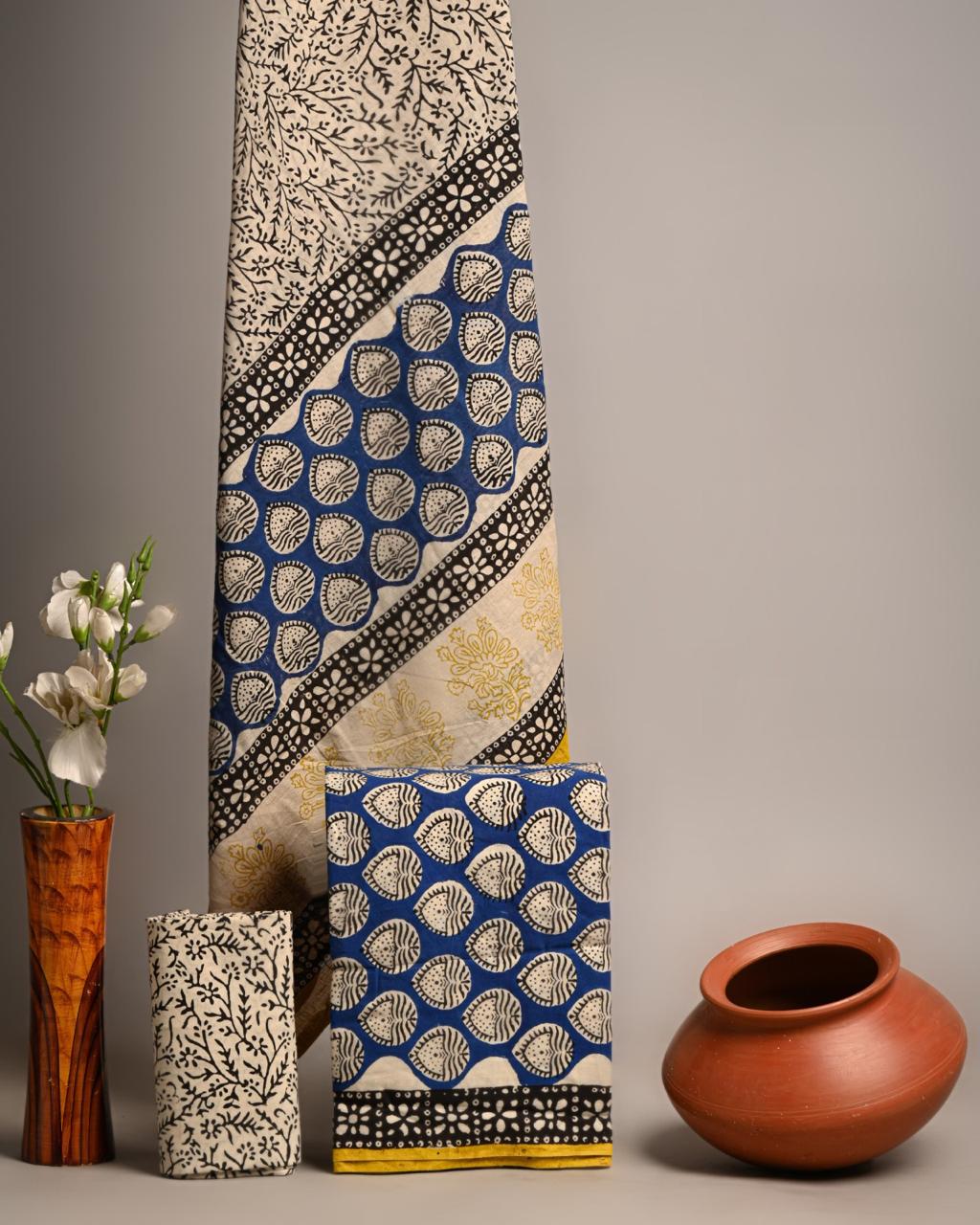 Handblock Cotton Unstitched suit