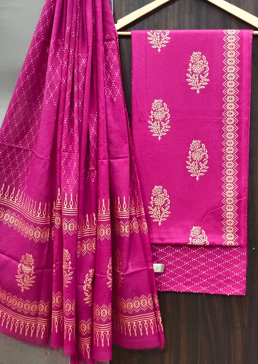 Handblock Cotton Unstitched suit