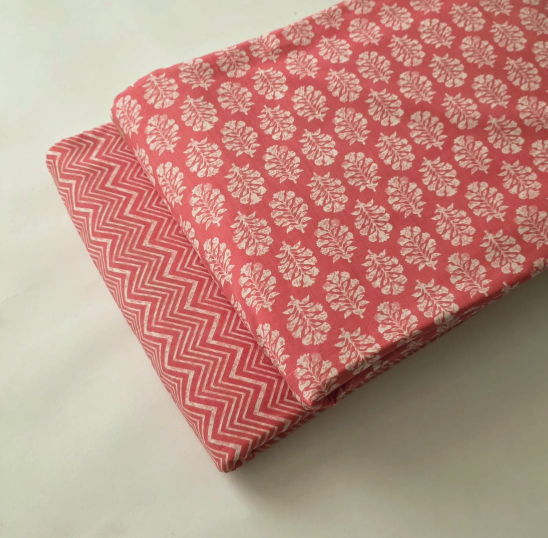 Handblock Cotton Unstitched suit