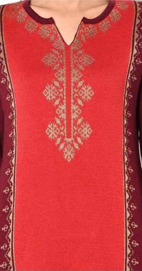 Shama Woolen Kurti-Dark Red