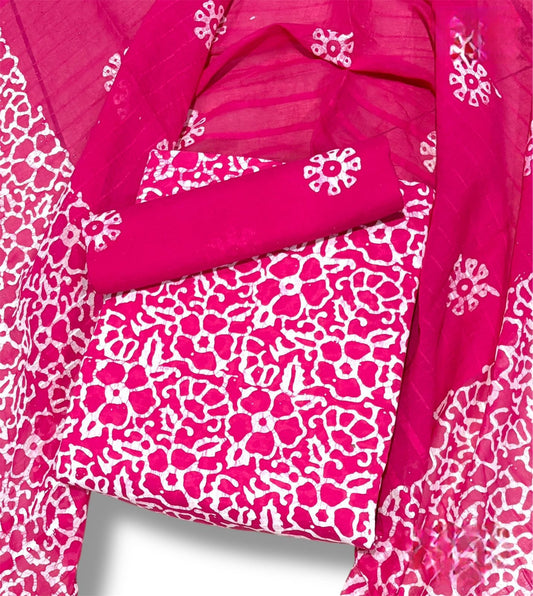 Batik Cotton Unstitched suit-Pink
