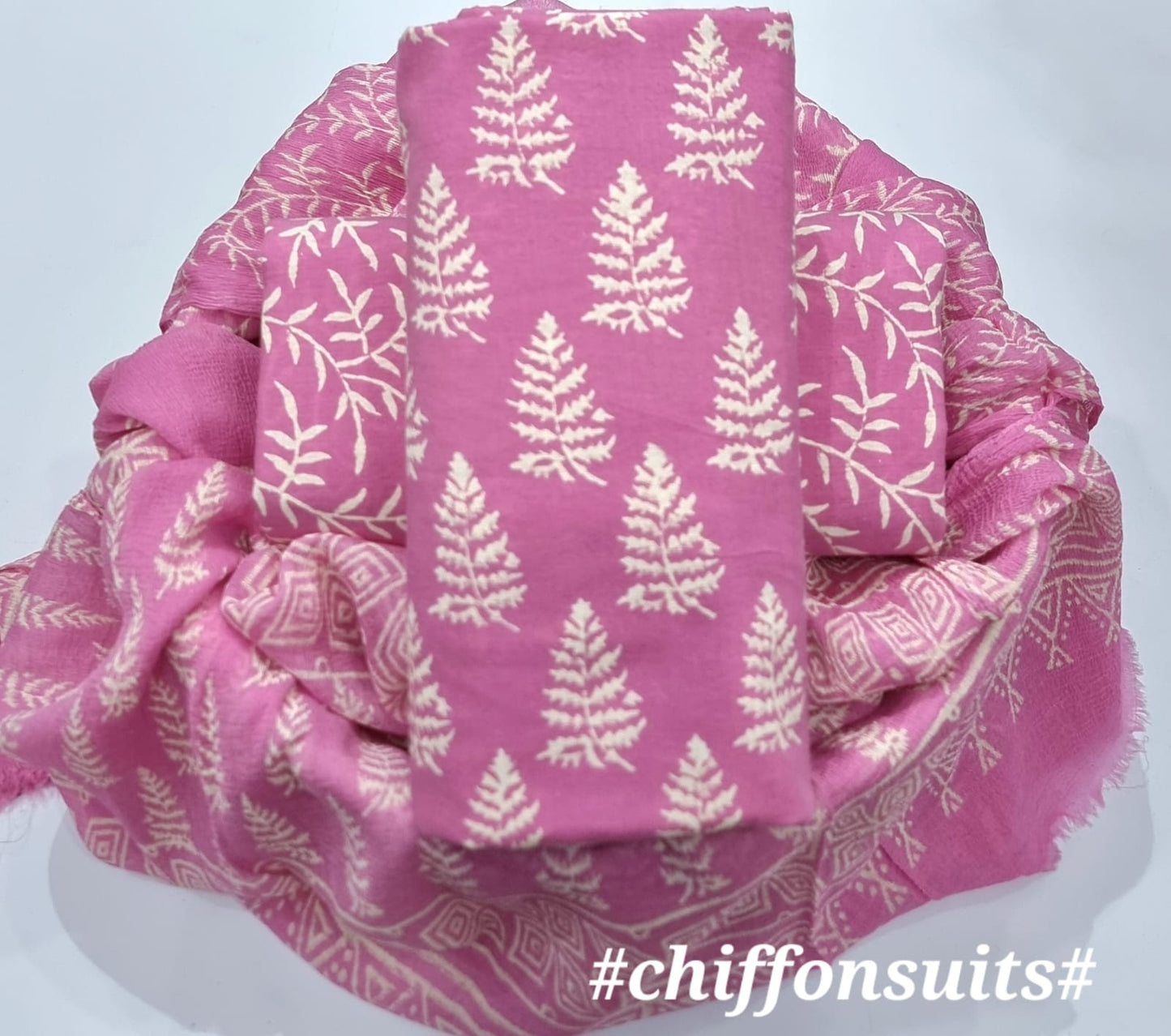 Batik Cotton Unstitched Suit-light pink