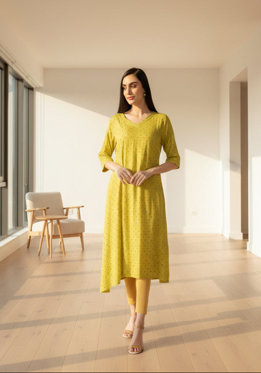 Ramaya Cotton A-line Kurta-Light Green (K45/46)