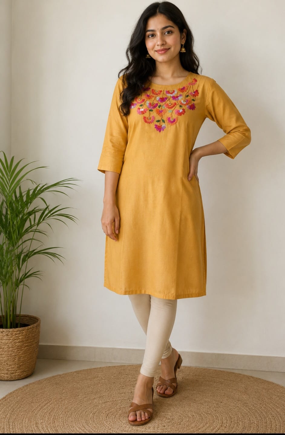 Kanak Cotton Straight Kurta-Mustard Yellow (K73/74)