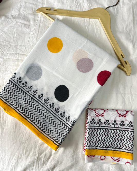 Mulmul Cotton Sari-White (ST04sari)