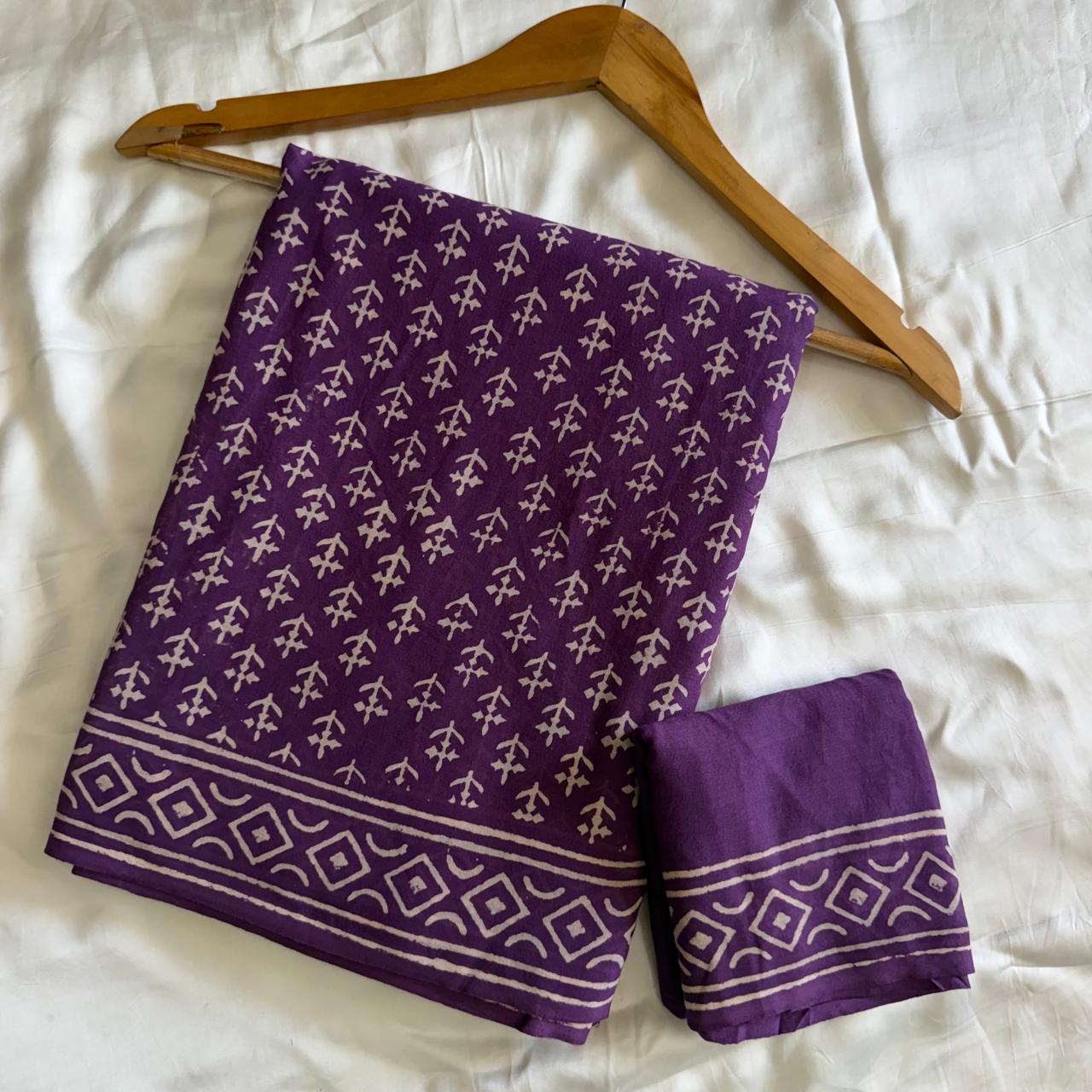 Mulmul Cotton Sari-Purple (ST07)