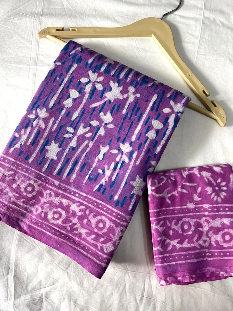 Mulmul Cotton Sari-Purple (ST11)