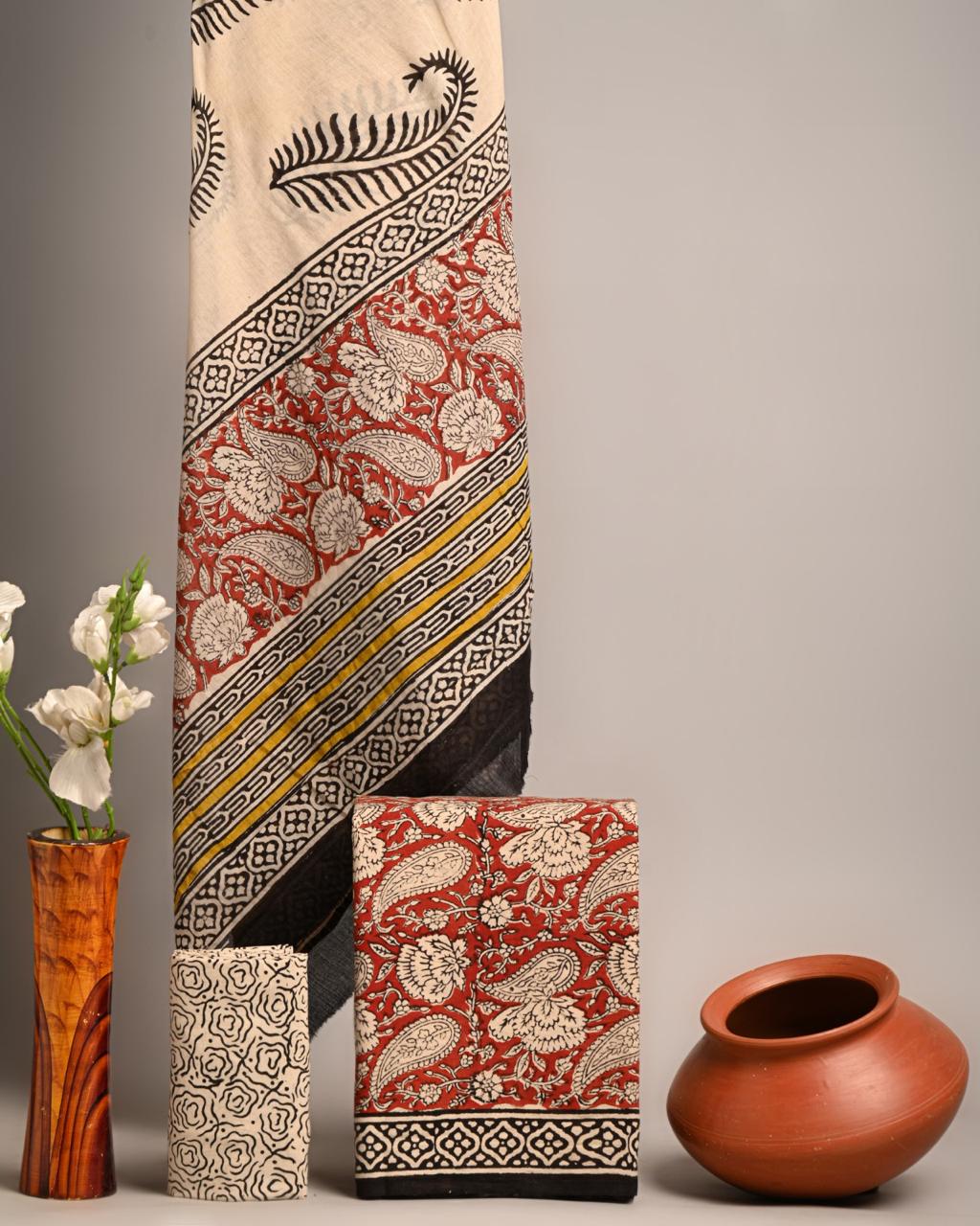 Handblock Cotton Unstitched suit