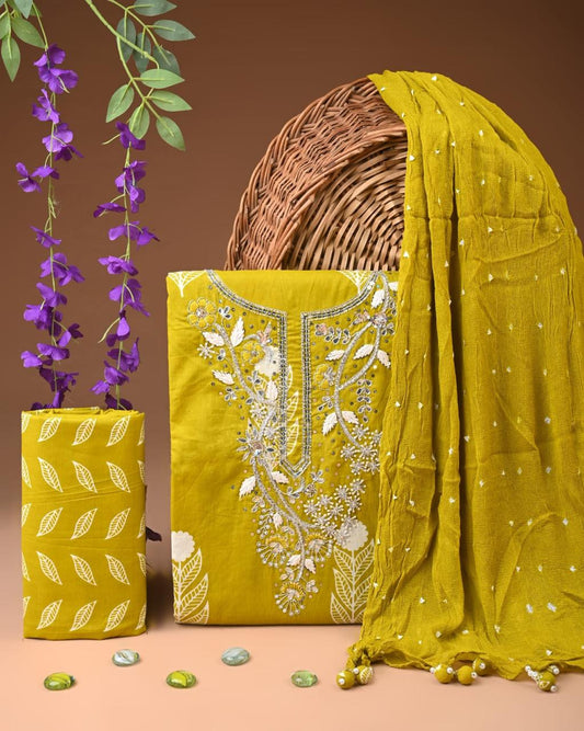 Festive Cotton Unstitched Suit