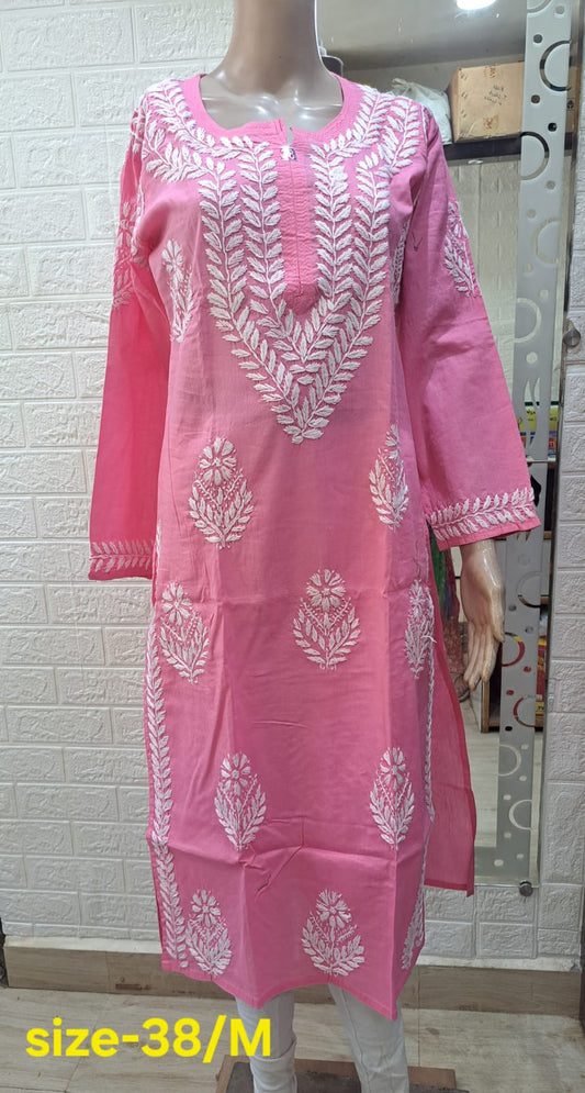 Chikankari Cotton Straight Kurti