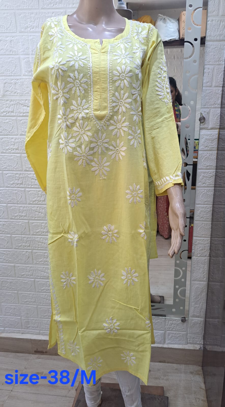 Chikankari Cotton Straight Kurti