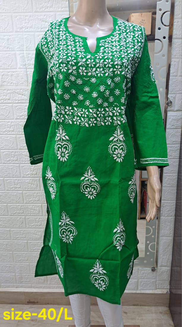 Chikankari Cotton Straight Kurti