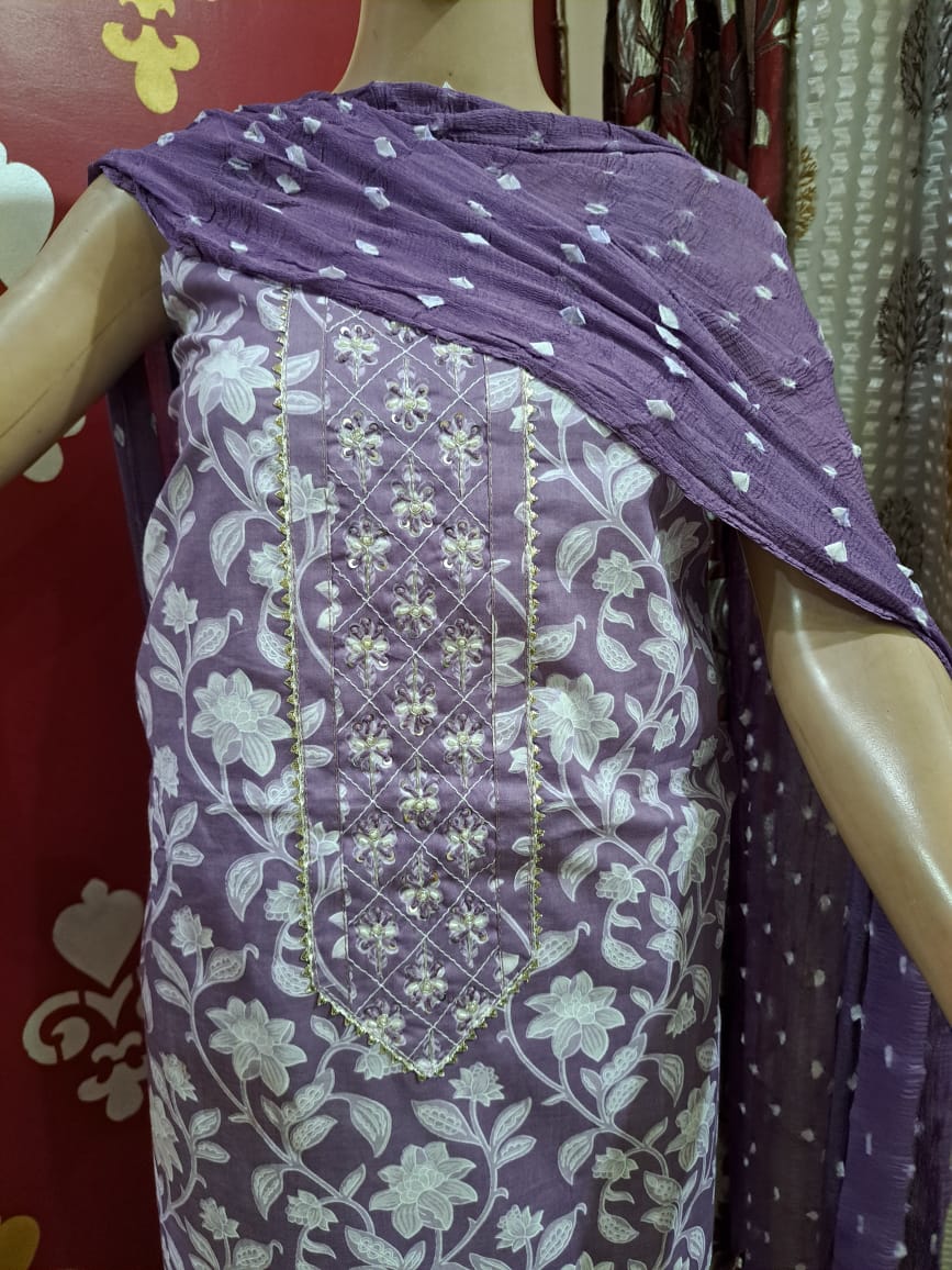 Festive Cotton Unstitched Suit