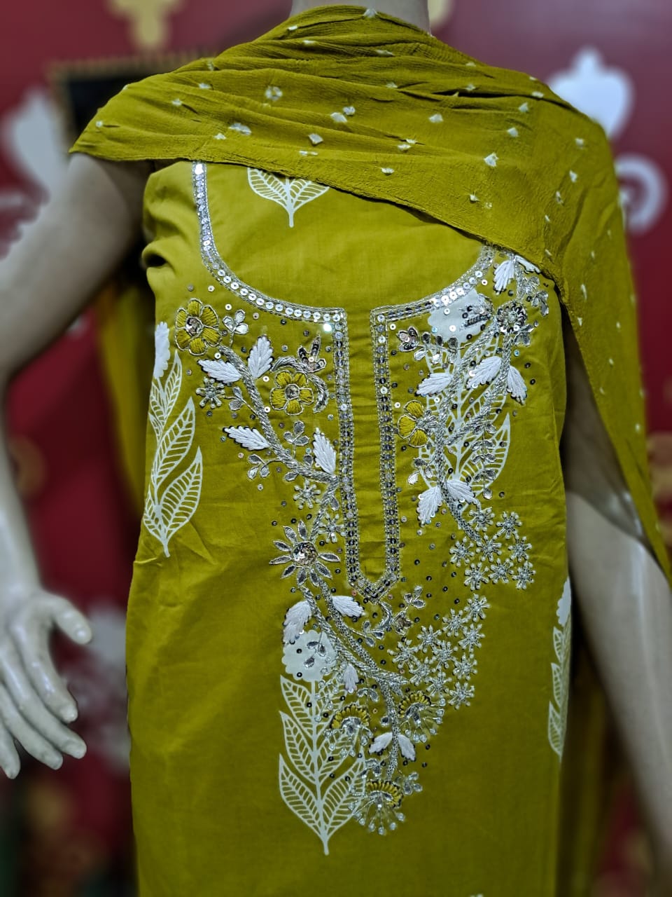 Festive Cotton Unstitched Suit