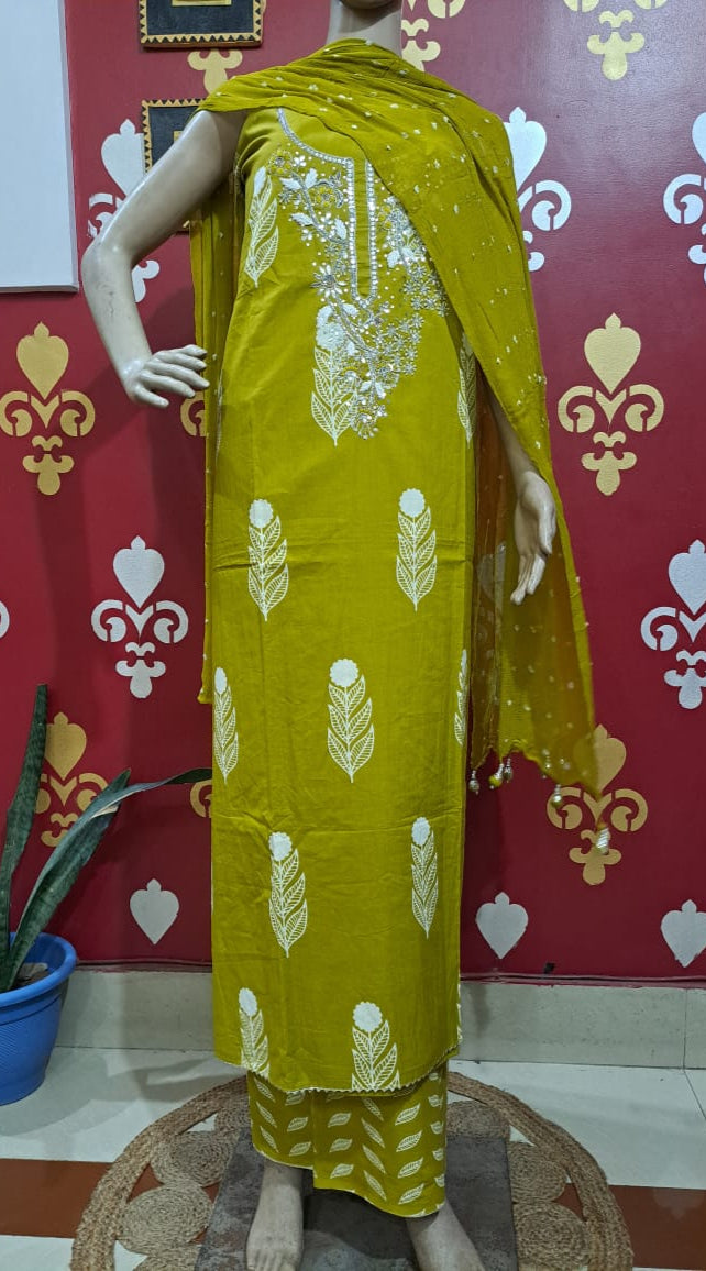 Festive Cotton Unstitched Suit