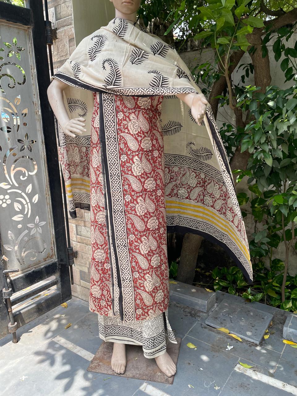 Handblock Cotton Unstitched suit