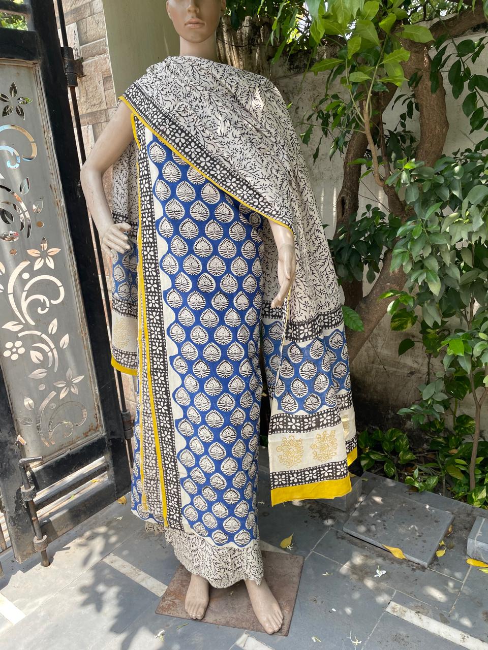 Handblock Cotton Unstitched suit