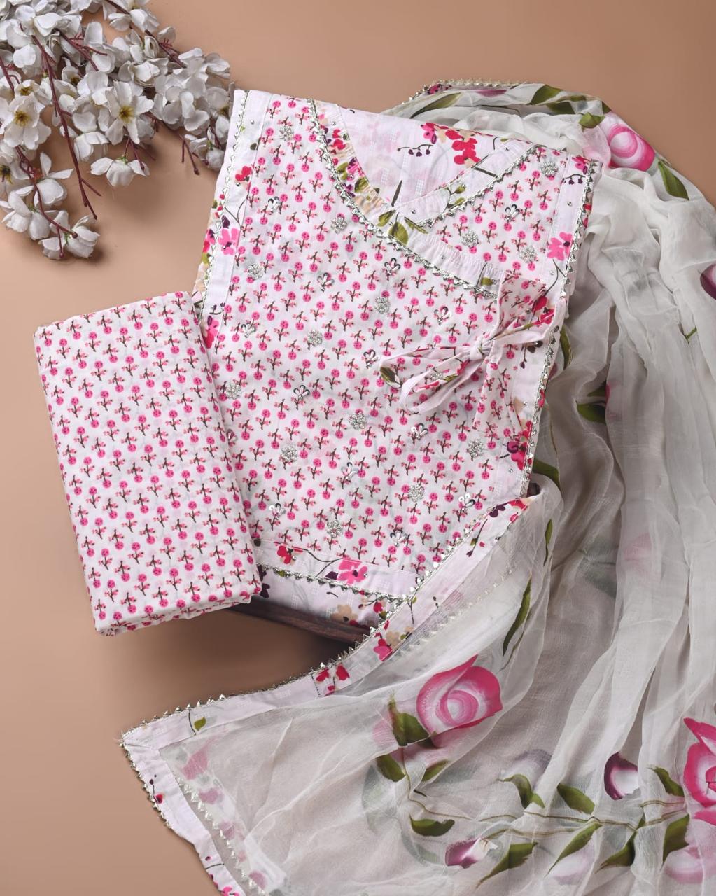 Festive Cotton Unstitched Suit