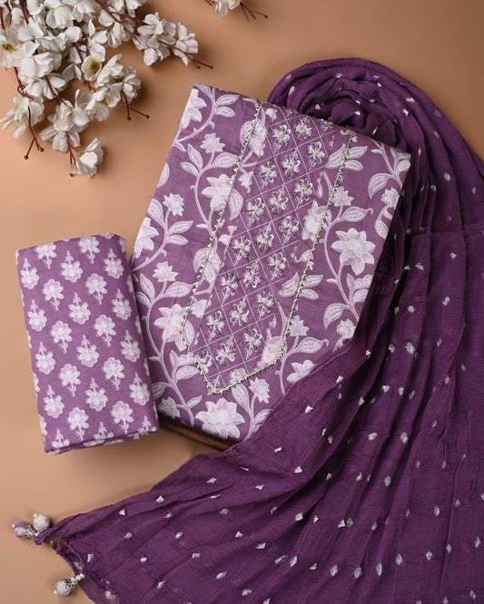 Festive Cotton Unstitched Suit