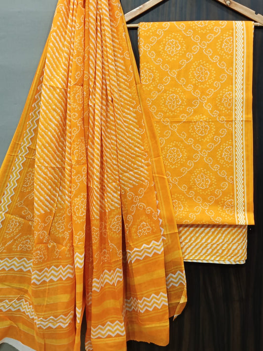 Handblock Cotton Unstitched suit