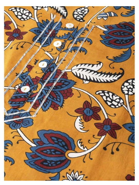 Kanak Cotton Straight Kurta-Mustard Yellow