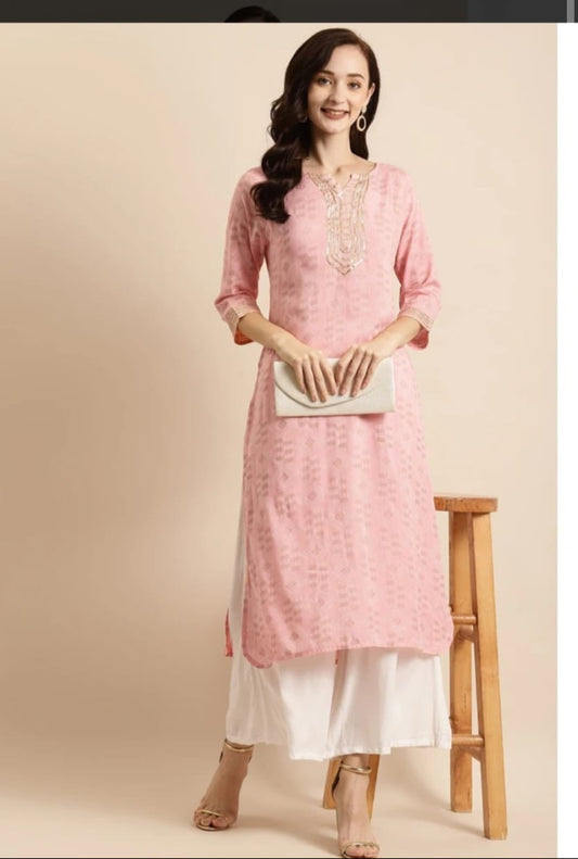 Kanak Cotton Straight Kurta-Peach