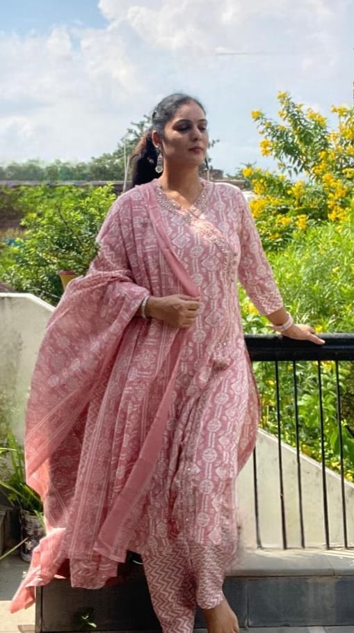 Prerna 3pc Suit Set-Peach