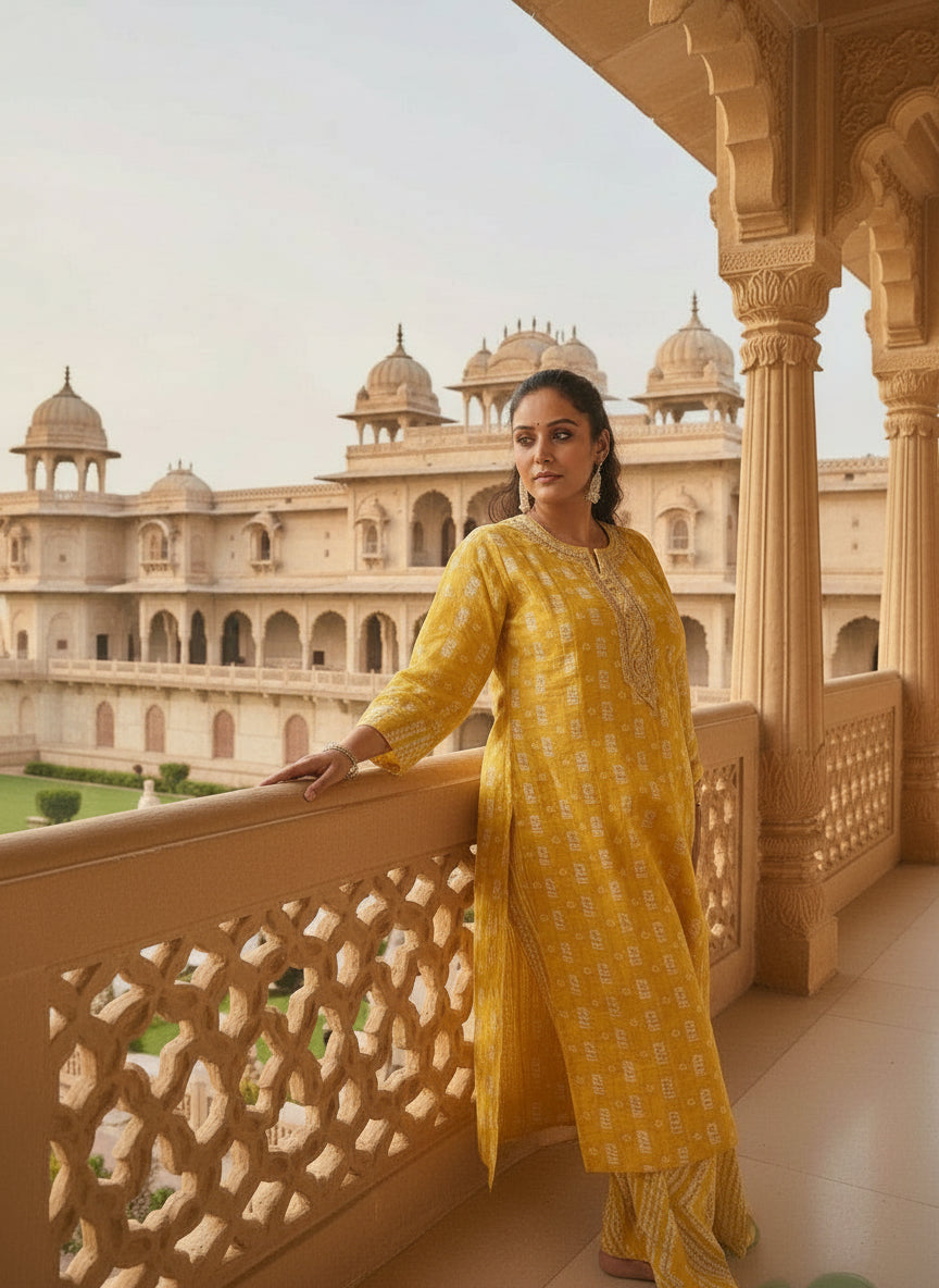 Prerna 3pc Suit Set-Yellow