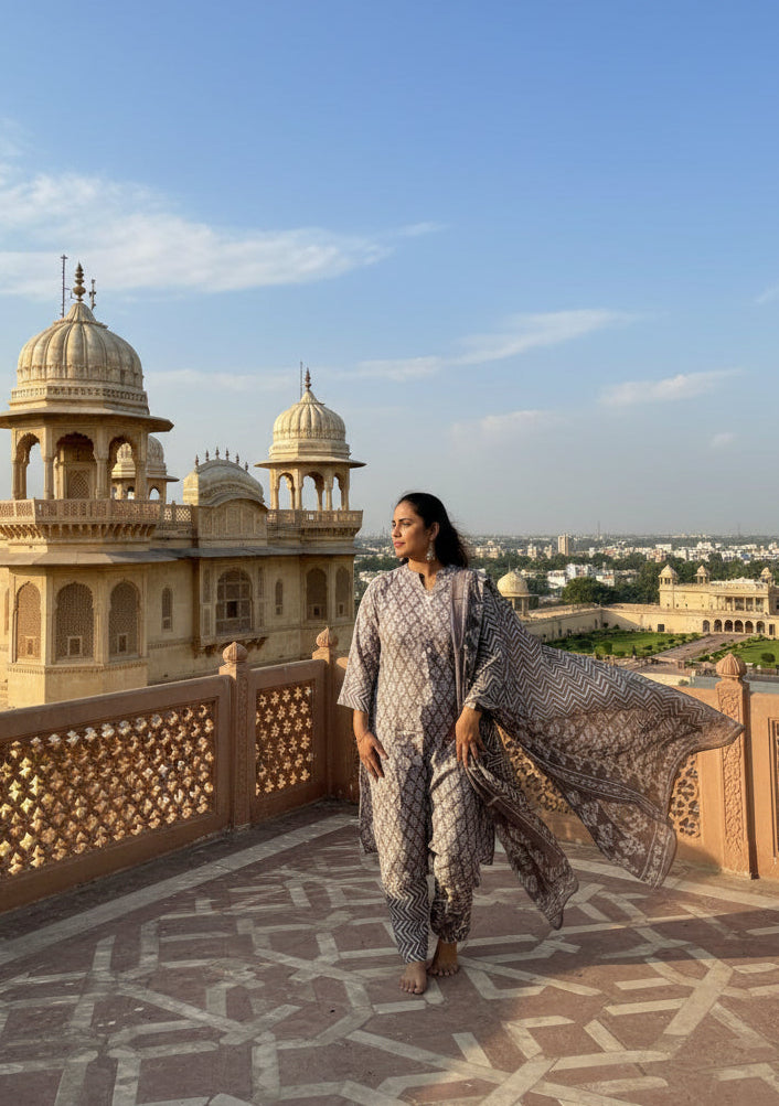 Prerna 3pc Suit Set-Dark Grey