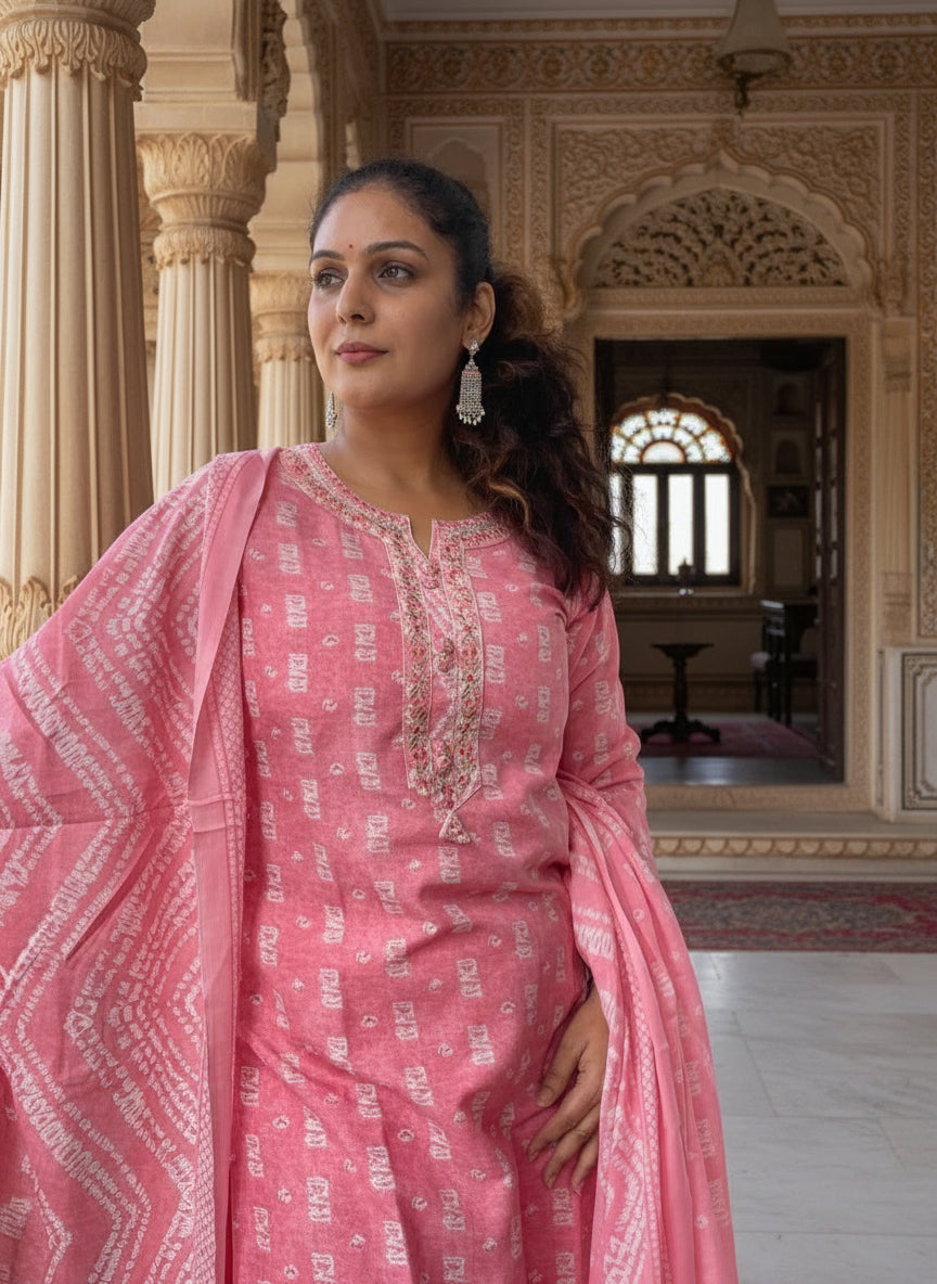 Prerna 3pc Suit Set-Pink