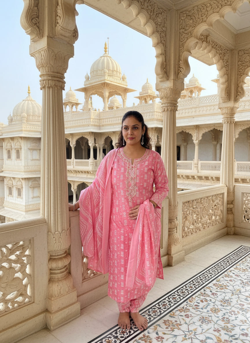 Prerna 3pc Suit Set-Pink