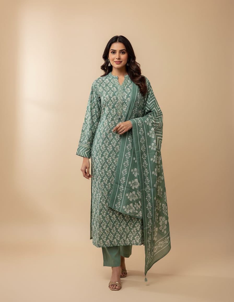 Prerna 3pc Suit Set-Green